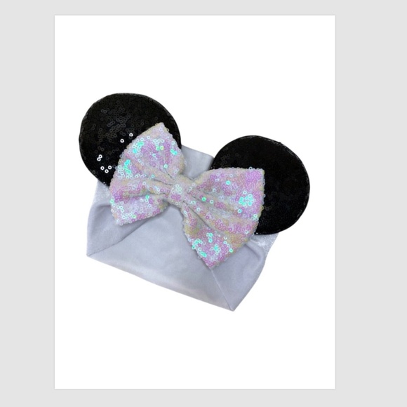 Kids Minnie Mouse ears soft headband - handmade- bundle Red and White sequin - Picture 5 of 5